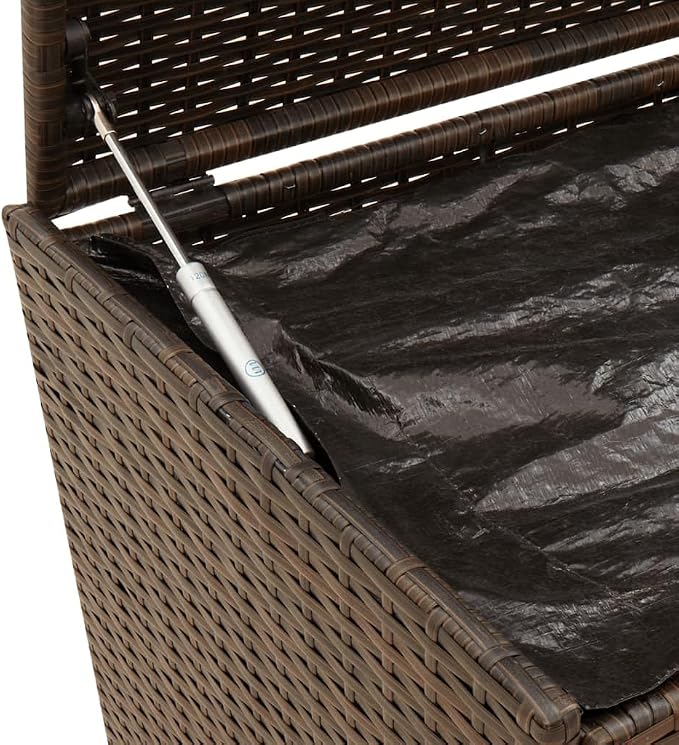 19.7×47.2×22 in PE Rattan Deck Box 283 L Cushions Garden Tools Patio Storage Water-Bag Weather-Resistant