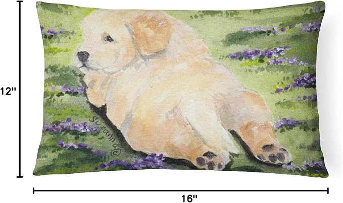 Caroline's Treasures SS8833PW1216 Golden Retriever Canvas Fabric Decorative Pillow Machine Washable, Indoor Outdoor Decorative Pillow for Couch, Bed or Patio, 12HX16W