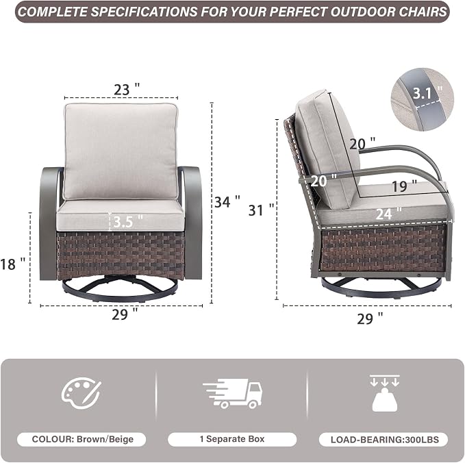 Belord Outdoor Swivel Rocker Patio Chairs Set of 2