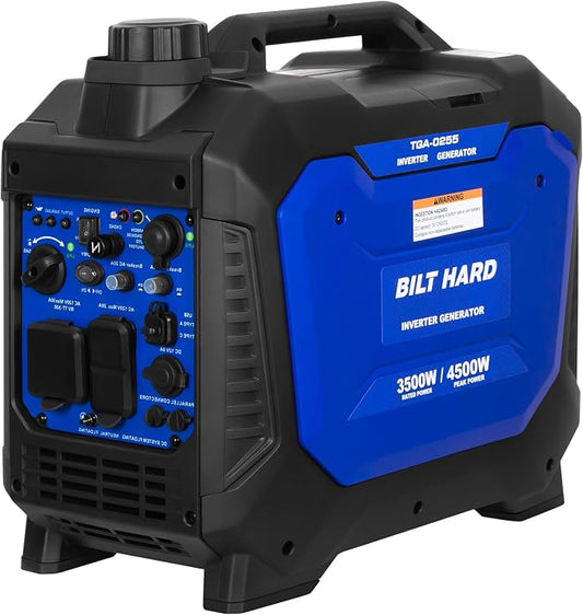 BILT HARD Ultra-Quiet 4500W Inverter Generator, Dual Fuel (Gas/Propane) with CO Sensor, 4-Cycle RV Ready & Parallel Capable for Home Backup and Camping