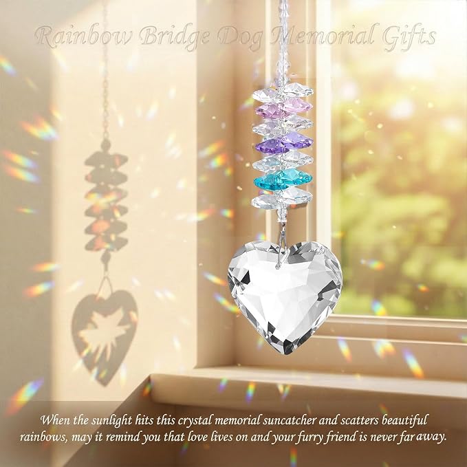 Dog Memorial Gifts for Loss of Dog, Personalized Pet Memorial Crystal Suncatcher with Photo, Pet Loss, Loss of Dog Sympathy Gifts, Dogs and Cat Remembrance Bereavement Passing Away Keepsake