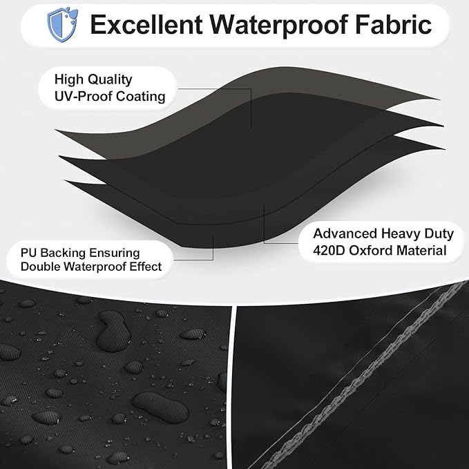 OutdoorLines Outdoor Waterproof Patio Table Furniture Set Covers - Rectangle Couch Sectional Cover Outside Weatherproof Patio Furniture Covering for Deck, Lawn and Backyard 74"L x 74"W x 28"H, Black