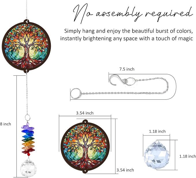 Memorial Suncatcher - Tree of Life Ornament - Sympathy Gift for Loss of Loved One - Remembrance Funeral Keepsake for Women Friends Sisters Lovers Couple - Christmas Birthday Gifts