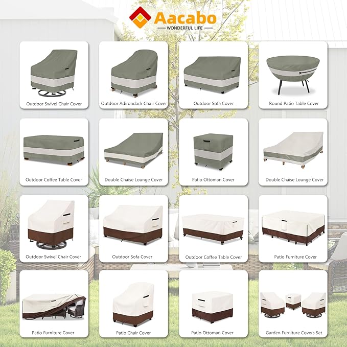 Patio Chair Covers Waterproof Patio Furniture Covers,30W x 34 D x 38.5 H Inches Outdoor Swivel Chair Cover 2 Pack -Beige