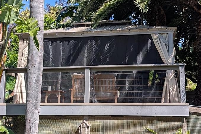 PURPLE LEAF Outdoor Gazebo 13'X15'，Champagne Hardtop Gazebo with Galvanized Steel Double Roof, Permanent Patio Gazebo with Curtains and Netting for Patio Lawn Garden and Deck
