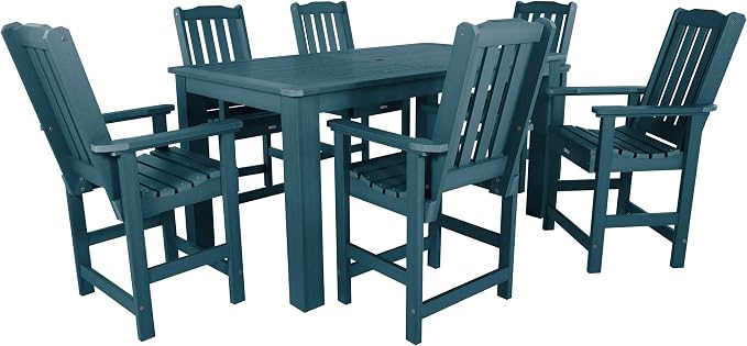 Highwood AD-ST7LH2CO4BA-NBE Lehigh 7pc Rectangular Counter Height Dining Set 72" x 42", Nantucket Blue