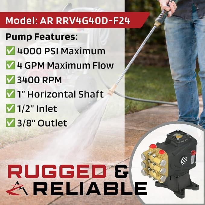 The ROP Shop OEM AR 1" Shaft 4000 PSI Pressure Washer Pump for Comet AWD-K 3030 G, ZWD4040G-K