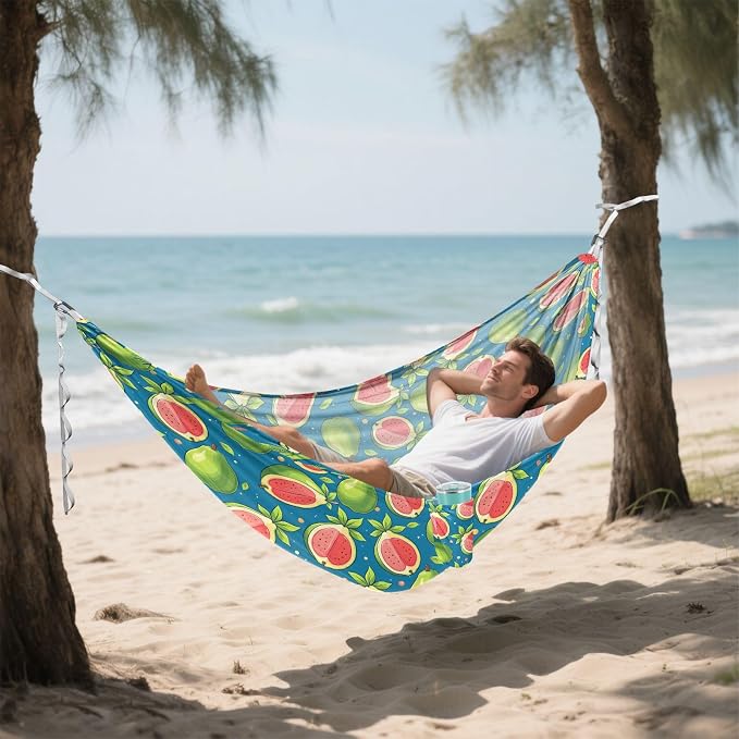 Camping Hammock Outdoor Hammocks for Outside Green Guava Beach Trees Portable Lightweight with Pockets Tree Straps Indoor