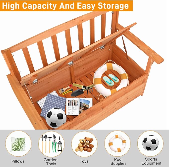 40Inch Outdoor Storage Box, Patio Deck Box Seat Chest for Garden, Outdoor Furniture Storage Deck Box Patio Storage Boxseat Box Backyard Storage Chest Outdoor Seating Box Storage Container - Orange Red