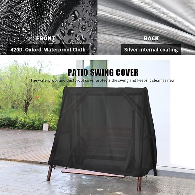 Kasla Outdoor Swing Cover, Waterproof and Heavy-Duty, Cover for Patio A Frame Swing Set & Porch Glider Hammock & Porch Swing Stand (Customize)
