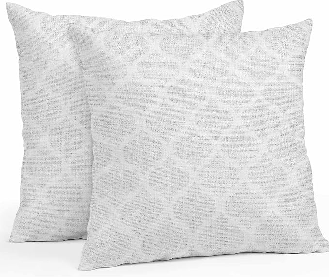 White Moroccan Outdoor Pillow Covers 24x24 Inch Throw Pillow Covers Set of 2 Waterproof Decorative Pillow Cases Boho Morocco Geometric Quatrefoil Grid Cushion Covers for Patio Furniture Garden Couch
