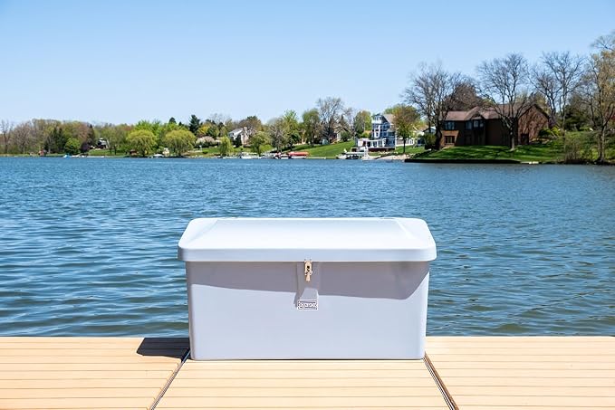 DoxBox Fiberglass Storage Box. US Made Weatherproof Storage with UV-Resistant Gelcoat for Waterfront, Boat, and Outdoor Gear, Rectangle Shape (Slate)