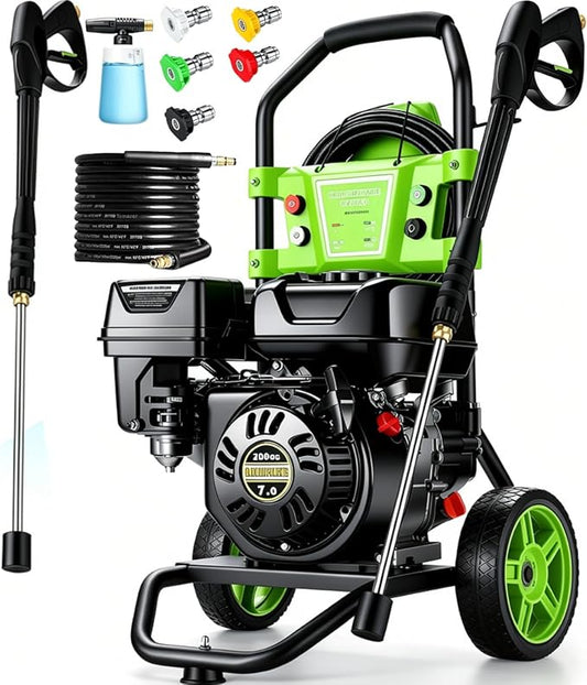 4200PSI Gas Pressure Washer 4.0GPM Gas Power Washer 209CC Gas Powered Washing Machine Commercial High Pressure Washer with 25ft Hose&5 Nozzles for Patio Garden Yard Vehicle,EPA/CARB/ETL