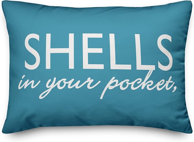 Sand in Your Toes Indoor/Outdoor Pillow | Decorative Pillows for Living Room Couch Bed Sofa Patio, Fluffy Soft Cushion | Water Resistant Blue, 14x20