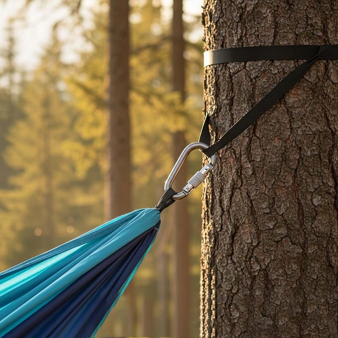 Camping Hammock, Portable Hammock for Outdoor Travel, Double Hammock with Tree Straps, Lightweight Hammock for Backyard Patio Beach Hiking Camping Gear