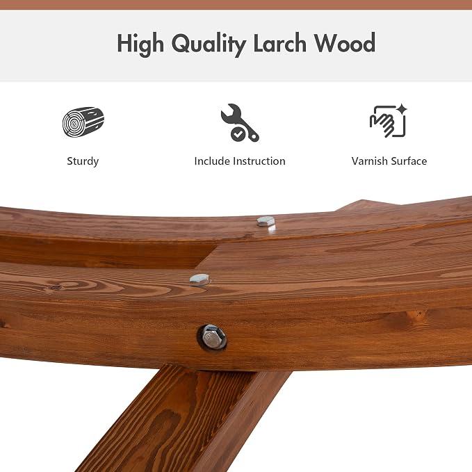 ANOW 13.5FT Curved Wood Hammock Stand Only, Heavy Duty Larch Wood Hammock Arc Stand with 2 Chains, 4 Carabiners and 4 Balance Ropes, 400 LBS Weight Capacity