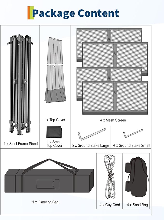 Garvee 11x11FT Pop Up Gazebo with Mosquito Netting, Outdoor Canopy Tent Easy Setup for Backyard Patio Garden Deck, Khaki