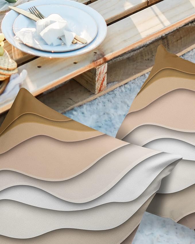 Ombre Abstract Geometry Gradient Geige and Grayish White Outdoor Waterproof Throw Pillow Covers 18 x 18 Inch Set of 2, Decorative Square Cushion Cases for Patio Furniture Couch Porch Garden