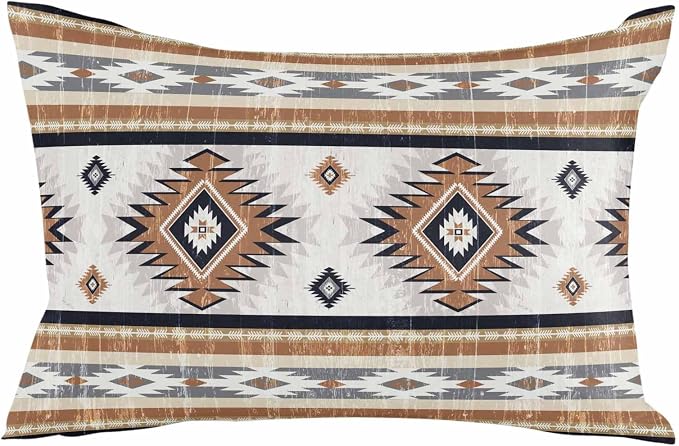 Outdoor Waterproof Throw Pillow Covers Set of 2 Orange Boho Aztec Lumbar Pillowcases 20x12 Inches Southwest Tribal Geometric Patio Decorative Pillows Cushion Case Patio Pillows for Couch Bed Garden