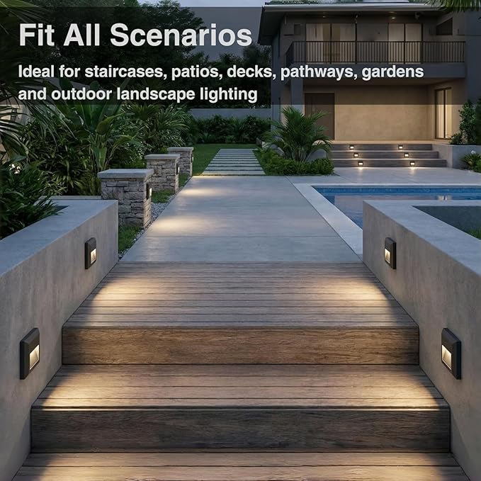 ZONK Line Voltage LED Step Lights, Outdoor Indoor Stair Lights, Waterproof IP65 Non-dimmable 4000K Natural White Lighting Deck Lights, 3 Pack