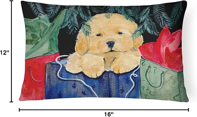 Caroline's Treasures SS8580PW1216 Golden Retriever Canvas Fabric Decorative Pillow Machine Washable, Indoor Outdoor Decorative Pillow for Couch, Bed or Patio, 12HX16W