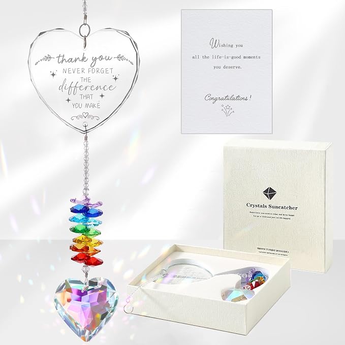 Thank You Gifts, Crystal Suncatcher Thank You Gifts for Women, Never Forget Appreciation Gifts Ornament, Women Gifts for Coworkers Teacher Boss Nurse Friend Keepsake