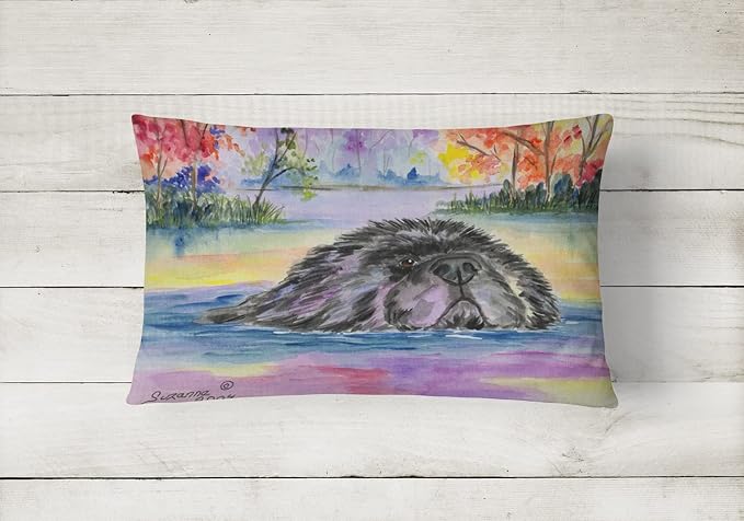 Caroline's Treasures SS8040PW1216 Newfoundland Canvas Fabric Decorative Pillow Machine Washable, Indoor Outdoor Decorative Pillow for Couch, Bed or Patio, 12HX16W