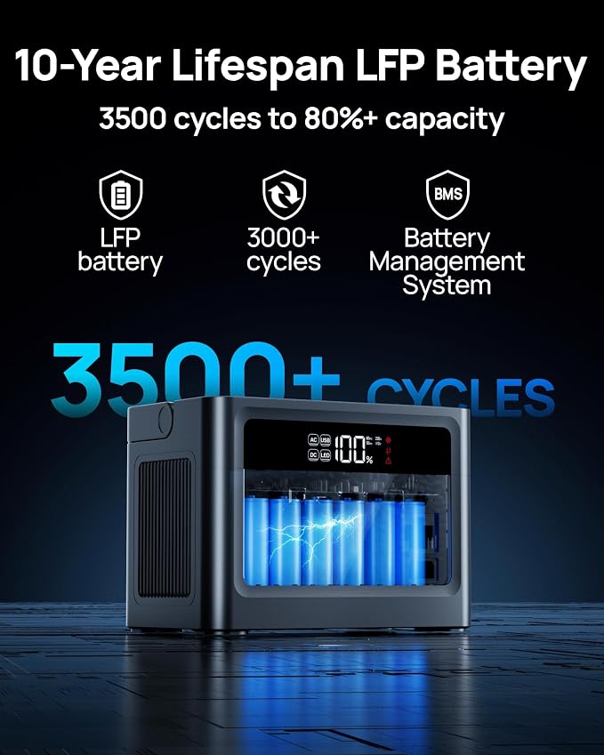 DARAN Portable Power Station 1000W, 576Wh Solar Generator with 4 AC Outlets (2000W Surge), 100W PD Fast Charge, LiFePO4 Battery Backup for Camping, RV & Home Use
