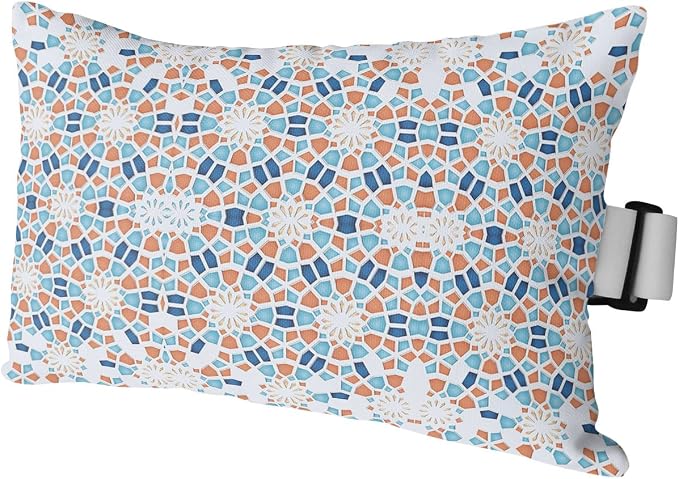Outdoor Pillows Covers with Inserts Abstract Geometric Teal Orange Gradient China Waterproof Recliner Pillow with Adjustable Strap Throw Pillows for Patio Furniture Pool Lounge Chair, 11x16 inch, 1PCS