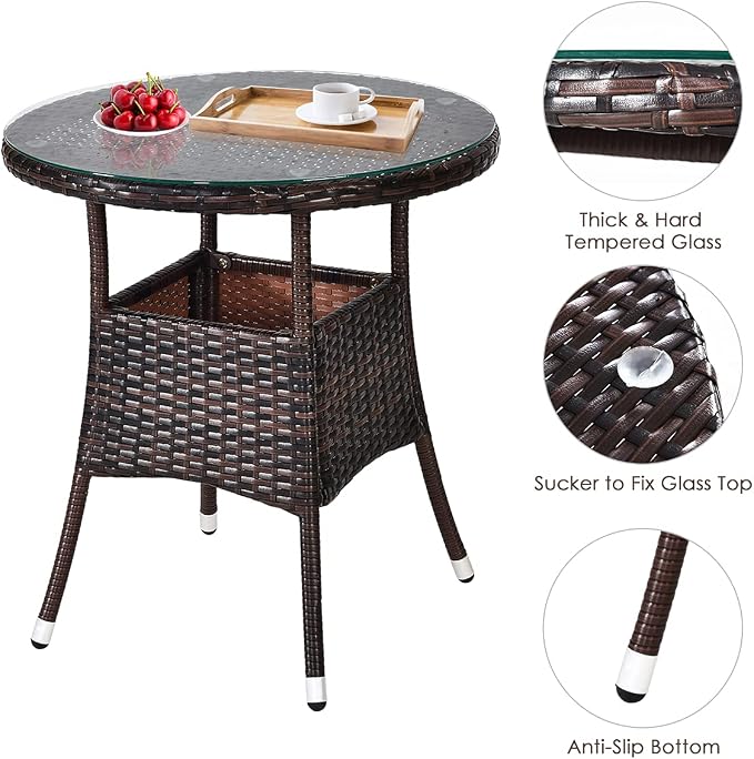 COSTWAY 4-Piece Patio Furniture Set, Wicker Rattan Sofa with Cushions and Coffee Table, Outdoor Sectional Conversation Sofa Set for Poolside Backyard Lawn Backyard (Black)