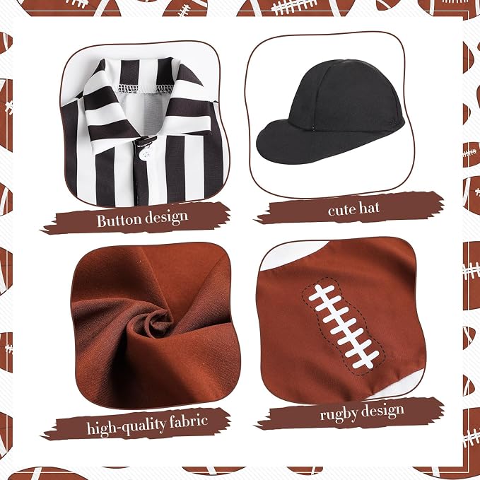 2 Set Football Goose Outfit Referee Lawn Porch Game Day Clothes for 23" Goose Outdoor Patio Yard Lawn Art Football Bowl Party Decor