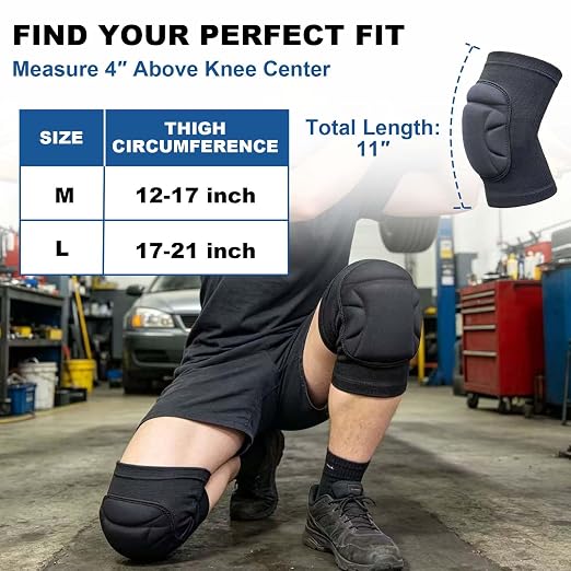 Working Knee Pads for Adult Men Women, Soft Elastic Sleeves Pad, Black L | Gardening Kneepad for Cleaning, Flooring, Kneeling, Compression Knee Pad for Volleyball, Dance, Wrestling, Waterproof Cushion
