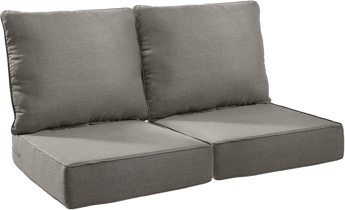 Luxury 24*24*6in Outdoor Patio Cushions, 2 Pieces Grey Outdoor Cushion | 6in Outdoor Patio Cushions, Water-Resistant, Reversible, Removable Cover, for Patio Chairs Sofa Couch Loveseat