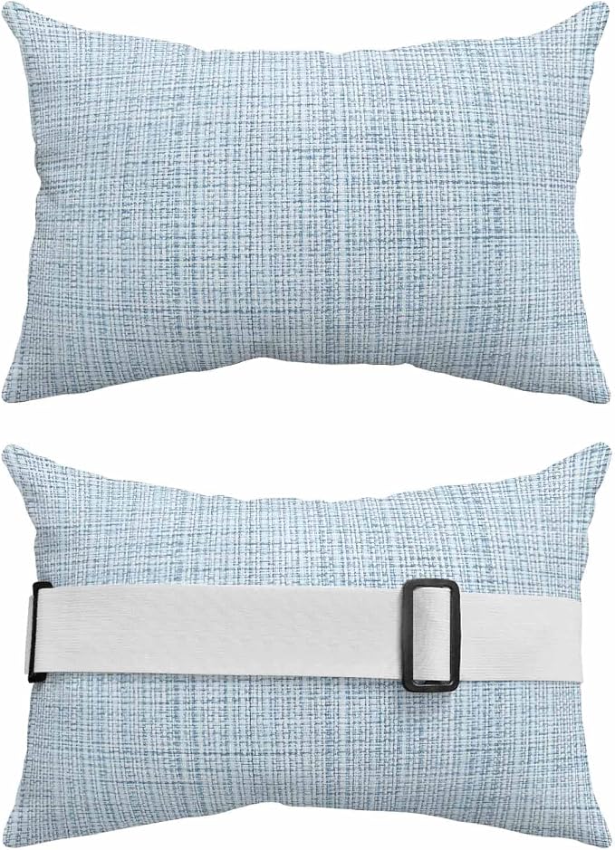 Outdoor Lumbar Pillow Set of 2, Misty Blue Rustic Waterproof Beach Headrest Pillow with Inserts, Vintage Farmhouse Blue Solid Color Recliner Throw Pillows for Patio Furniture, 12 x 20