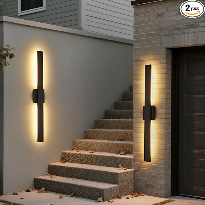 40.1inch Long Outdoor Modern LED Wall Light, Waterproof IP65 Warm White Led Wall Mount Lighting Fixture Black Outdoor Wall Sconces Outside Lights for House Garage Front Door Patio 2Pack