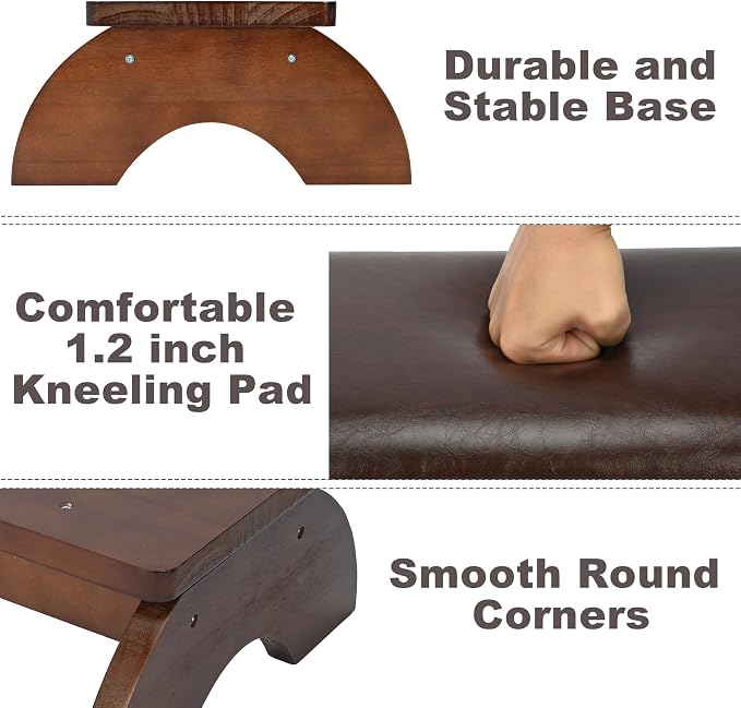 Prayer Kneeler Bench Wooden Kneelers for Praying Church | Prayer Bench Stool for Kneeling at Home, Padded Prayer Kneeler Bench for Home and Church, Religious Gifts