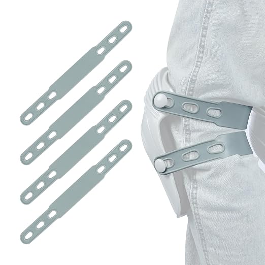 KUNN Rubber Straps for Knee Pads, Replacement Straps for Knee Pads, Set of 4, Grey