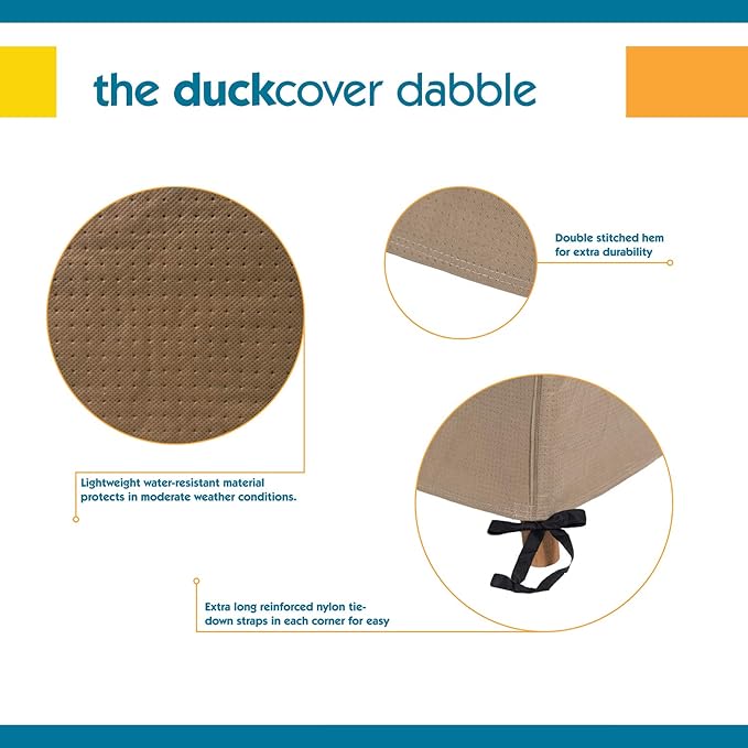 DUCKCOVERS Essential Water-Resistant 32 Inch Square Patio Ottoman/Side Table Cover, Outdoor Ottoman Cover