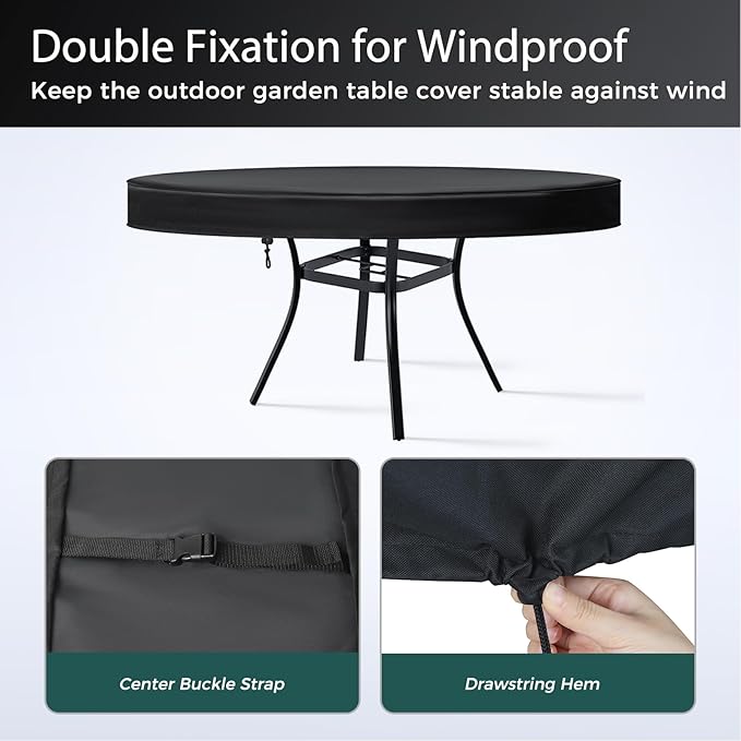 SUNICO Outdoor Round Table Cover 42" Dia, Patio Table Cover Round for Patio Circle Coffee Table & Dining Table & Picnic Table.Windproof, Waterproof, Stain-Resistant, Durable Table Cover