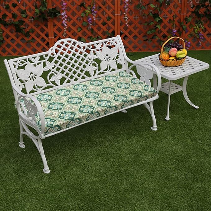 FUNHOME Outdoor Bench Cushion Covers,48" x 18" x 3", No Insert! Patio Cushion Covers Replacement for Outdoor Furniture,Water Resistant Patio Loveseat Cushion Covers 1 Pack, Green Medal (Covers ONLY)