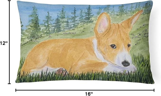 Caroline's Treasures SS8016PW1216 Basenji Canvas Fabric Decorative Pillow Machine Washable, Indoor Outdoor Decorative Pillow for Couch, Bed or Patio, 12HX16W