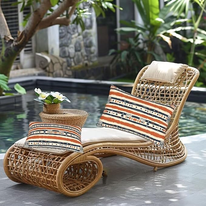 Outdoor Pillows Waterproof Set of 2 Outdoor Pillow Covers 16x24 Inch, Boho Throw Pillows Vintage Pillow Covers, Summer Garden Decorative Pillows Outdoor Pillows for Patio Furniture Home Decor -hs303
