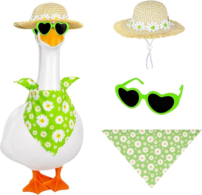 Porch Goose Summer Outfit,Hsummer Porch Goose Outfit,Porch Goose Bikini,Summer Garden Lawn Patio Yard Outdoor Decor (Flower Green)