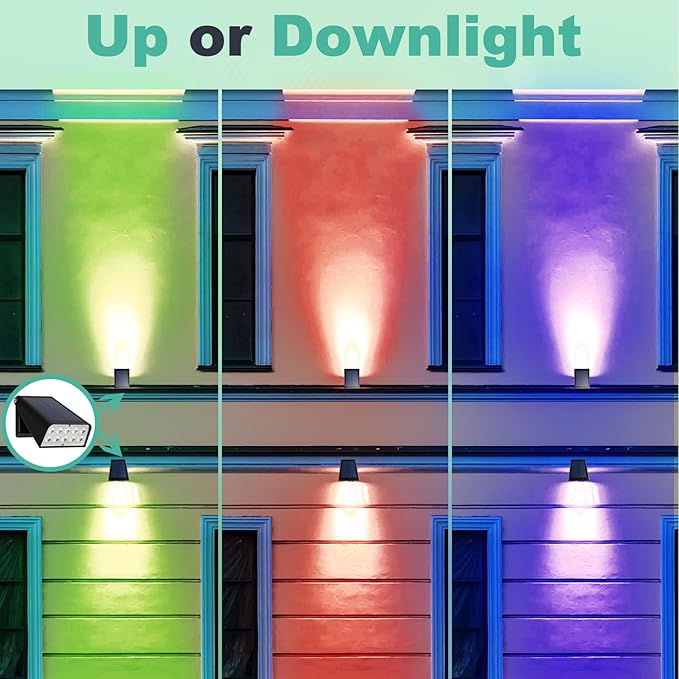 Solar Outdoor Lights for Father's Day Mother's Day 4th of July Decor, RGBW Color Changing Dusk to Dawn Solar Fence Patio Lights, 90° Adjust LED Garden Lights for Backyard Decor, 8-Pack