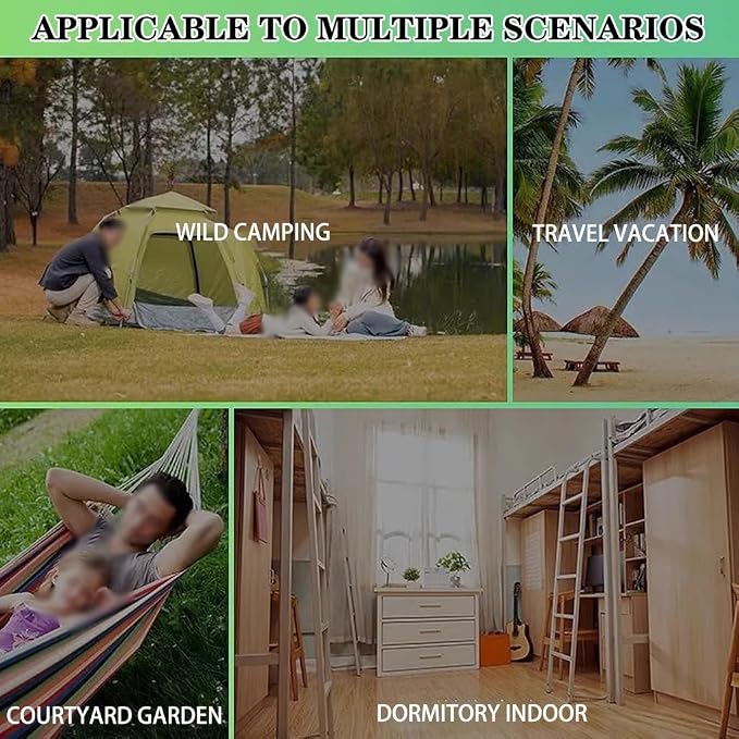 Outdoor Leisure Hammock with Tassels, Garden Anti-Rollover Swing with Storage Bag, for Travel/Camping/Beach, Load Bearing 150kg/330.7lbs(Camel)
