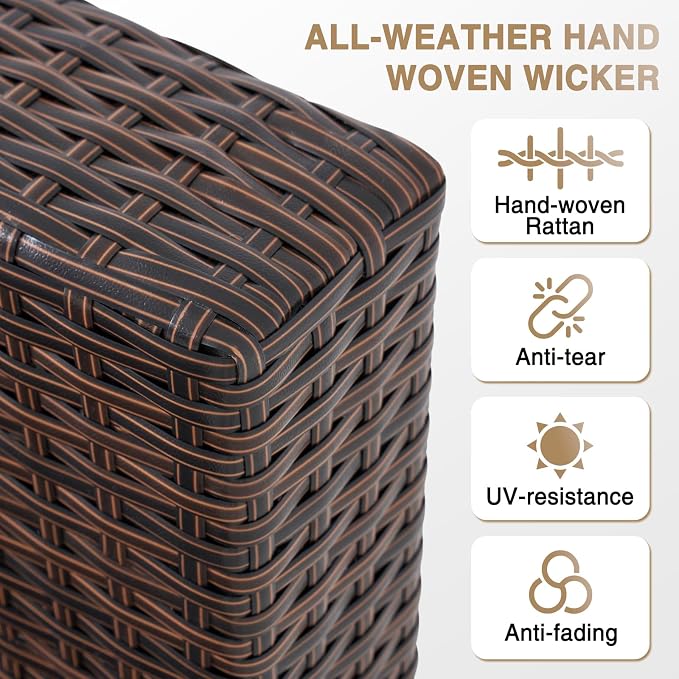 Aoxun Patio Furniture Sets, 10-Piece Outdoor Patio Furniture with Thick Cushions, Wicker Outdoor Conversation Set Sectional Sofa for Backyard, Poolside, Garden