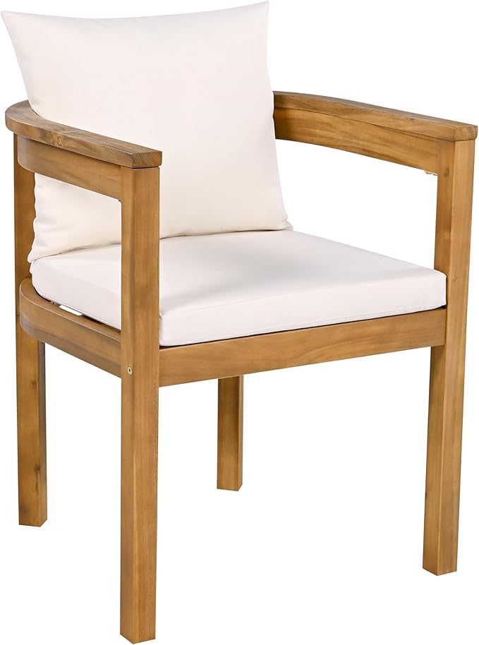 Christopher Knight Home Abaco Outdoor Acacia Wood Dining Table Set for 8, Outdoor Dining Set, Patio Table and Dining Chairs Set of 8 with Cushions, 9 Pieces Patio Set with Cushions, Beige and Teak