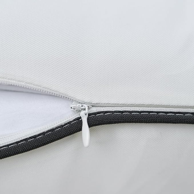 LIGICKY Pack of 2 White Outdoor Waterproof Lumbar Throw Pillow Covers Decorative Black Edge Rectangle Pillows Cushion Case Outside Pillowcase for Patio Couch Tent Sunbrella (12x20 inch)