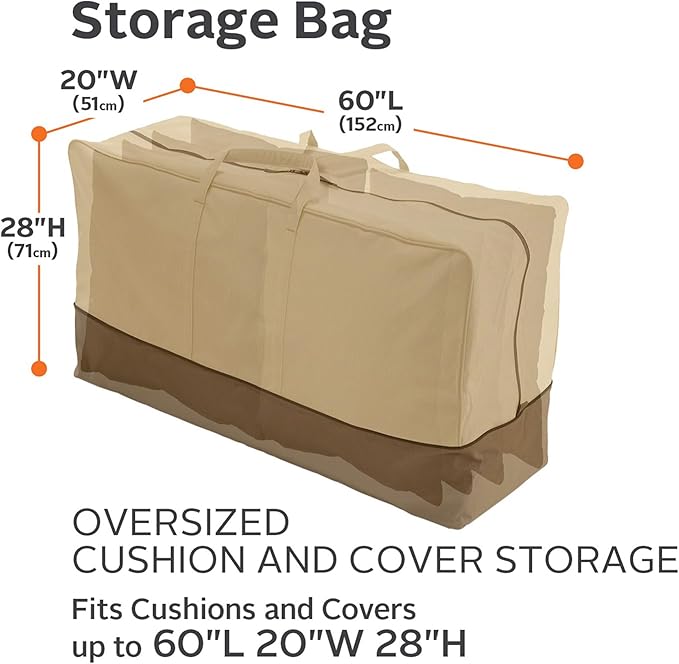 Classic Accessories Veranda Water-Resistant 60 Inch Patio Cushion and Cover Storage Bag, Patio Furniture Covers
