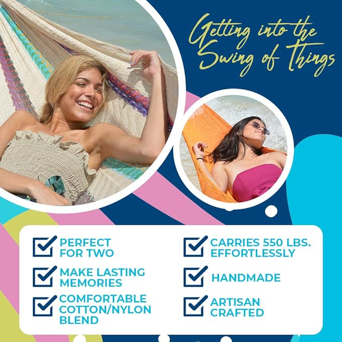 Hammocks Rada- Handmade Yucatan Hammock - Matrimonial Size Natural Color - 13ft long Artisan Crafted